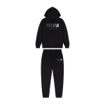 TRAPSTAR CHENILLE DECODED HOODED TRACKSUIT - BLACK GREEN BEE