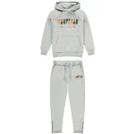 TRAPSTAR CHENILLE DECODED HOODED TRACKSUIT GREY ORANGE EDITION