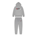 TRAPSTAR CHENILLE DECODED HOODED TRACKSUIT - GREY RED