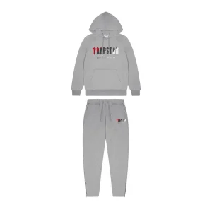 TRAPSTAR CHENILLE DECODED HOODED TRACKSUIT - GREY RED