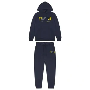 TRAPSTAR CHENILLE DECODED HOODED TRACKSUIT - NAVY YELLOW