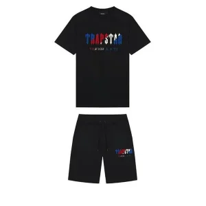 TRAPSTAR CHENILLE DECODED SHORT SET - BLACK REVOLUTION EDITION
