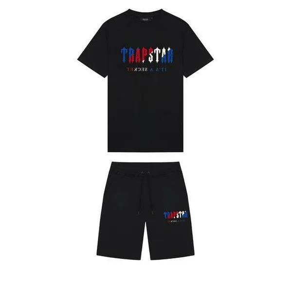 TRAPSTAR CHENILLE DECODED SHORT SET - BLACK REVOLUTION EDITION TRAPSTAR CHENILLE DECODED SHORT SET - BLACK REVOLUTION EDITION