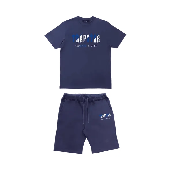 TRAPSTAR CHENILLE DECODED SHORT SET - BLUE WHITE TRAPSTAR CHENILLE DECODED SHORT SET - BLUE WHITE