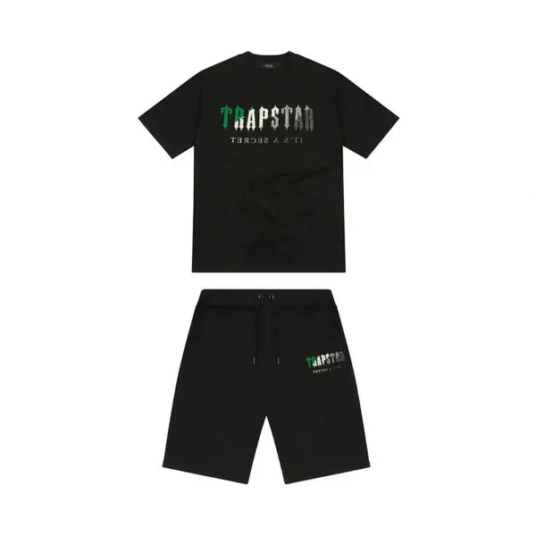 TRAPSTAR CHENILLE DECODED SHORT SET - GREEN BLACK TRAPSTAR CHENILLE DECODED SHORT SET - GREEN BLACK