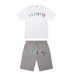 TRAPSTAR IRONGATE ARCH CHENILLE SHORT SET - GREY SEA BLUE