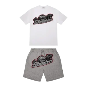 TRAPSTAR SHOOTERS SHORT SET - WHITE GREY RED