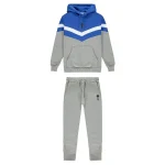 TRAPSTAR V STRIPE HOODED TRACKSUIT - BLACK GREY BLUE