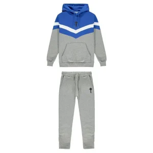 TRAPSTAR V STRIPE HOODED TRACKSUIT - BLACK GREY BLUE