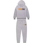 Trapstar Decoded Chenille Hooded Tracksuit - Grey Orange