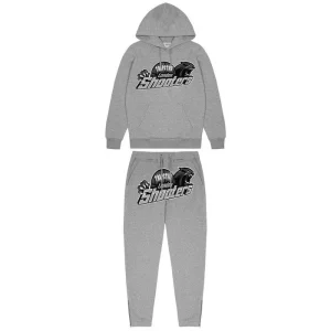Trapstar Decoded Chenille Hooded Tracksuit - Grey Pink