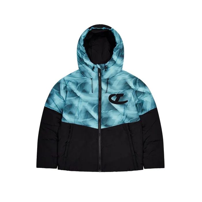 Trapstar Hyperdrive Hooded Puffer - Black Blue Trapstar Hyperdrive Hooded Puffer - Black Blue
