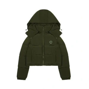Trapstar Women’s Irongate Detachable Hooded Puffer Olive Jacket