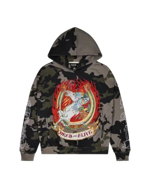 Trapstar X Ed Hardy Dead Or Alive Camo Rhinestone Hoodie