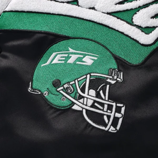 Trapstar X New York Jets Satin Bomber Jacket-3