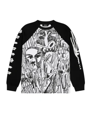 Trapstar X Slawn Czarny Biały Waffle Sweatshirt
