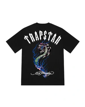Trapstar x Ed Hardy Black Flame Snake Tee