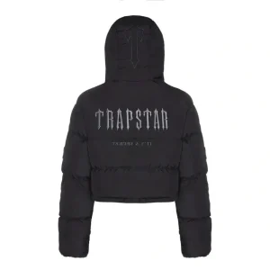 Womens Trapstar Decoded Hooded Puffer Jacket 2022 - BLACK-1