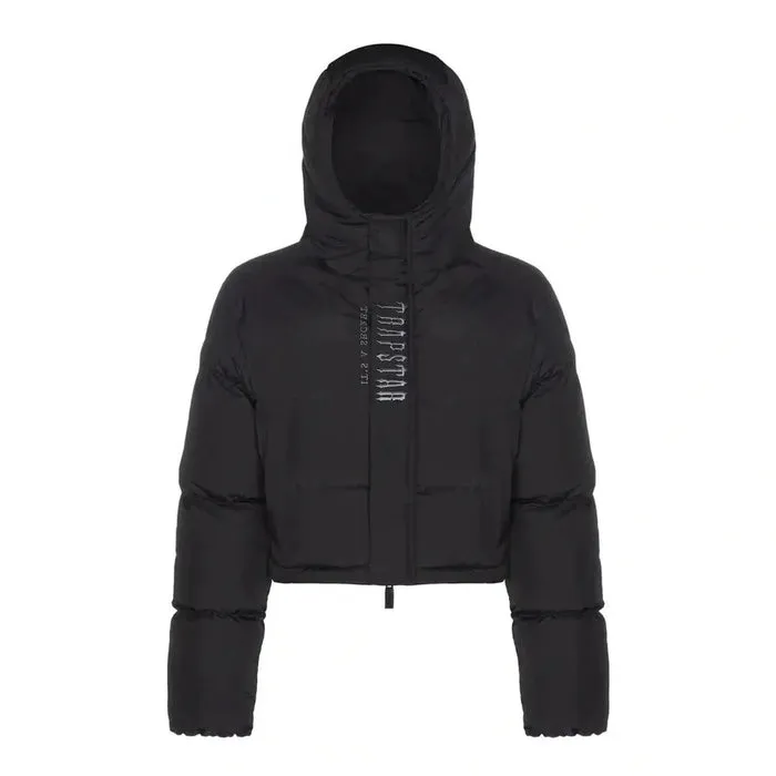 Womens Trapstar Decoded Hooded Puffer Jacket 2022 - BLACK Womens Trapstar Decoded Hooded Puffer Jacket 2022 - BLACK