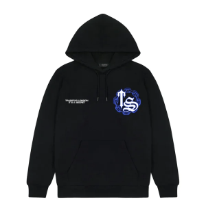 Trapstar Chain Script Ice White Logo Black Hoodie