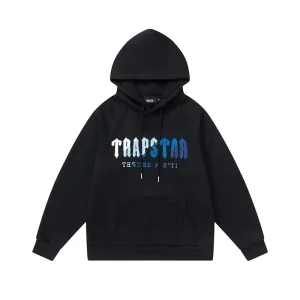 Trapstar Blue Logo Hoodie Black