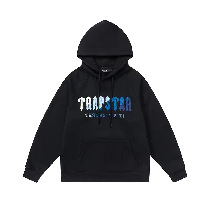 Trapstar Blue Logo Hoodie Black Trapstar Blue Logo Hoodie Black