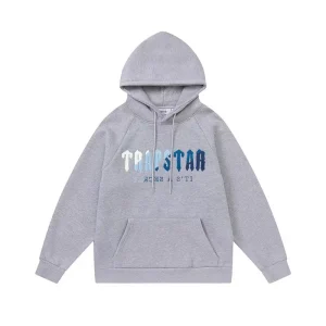 Trapstar Blue Logo Hoodie Gray