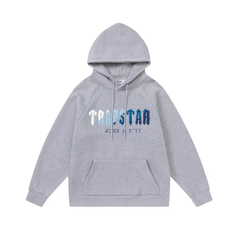 Trapstar Blue Logo Hoodie Gray Trapstar Blue Logo Hoodie Gray